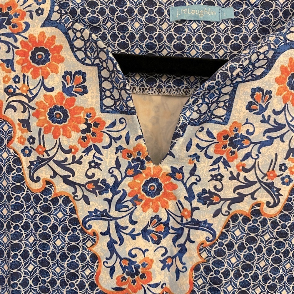 J. McLaughlin Print Tunic Catalina Cloth Navy Blue Light Blue Size Large - Picture 3 of 9